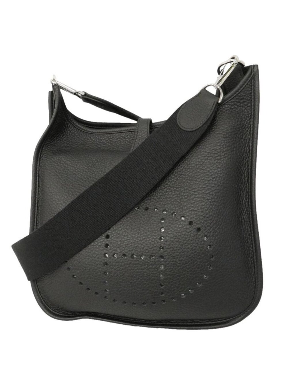 Hermes Shoulder Bag Evelyne 3 PM Taurillon Clemence Black Silver